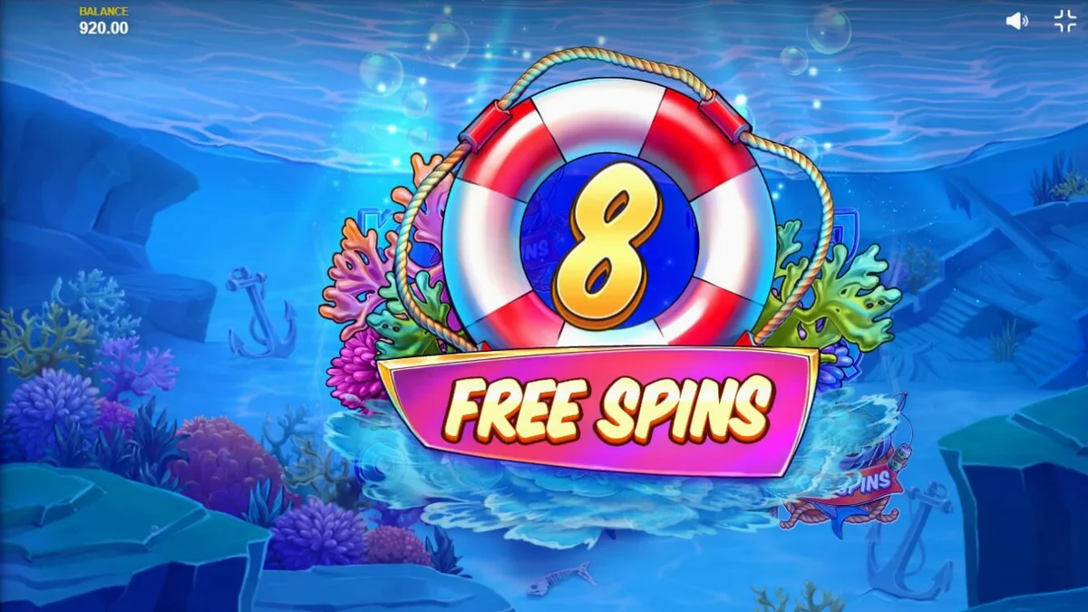 Tampilan visual slot Shark Boss dengan hiu di atas perahu